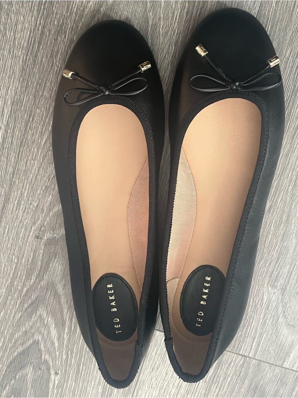 Ted Baker Black Bow Trim Ballet Flats